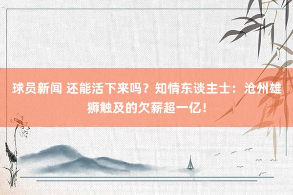 球员新闻 还能活下来吗？知情东谈主士：沧州雄狮触及的欠薪超一亿！